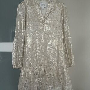 Lilly Pulitzer Evaline -coconut floral bloom silk dress
 Cream & Gold 3/4 Sleeve